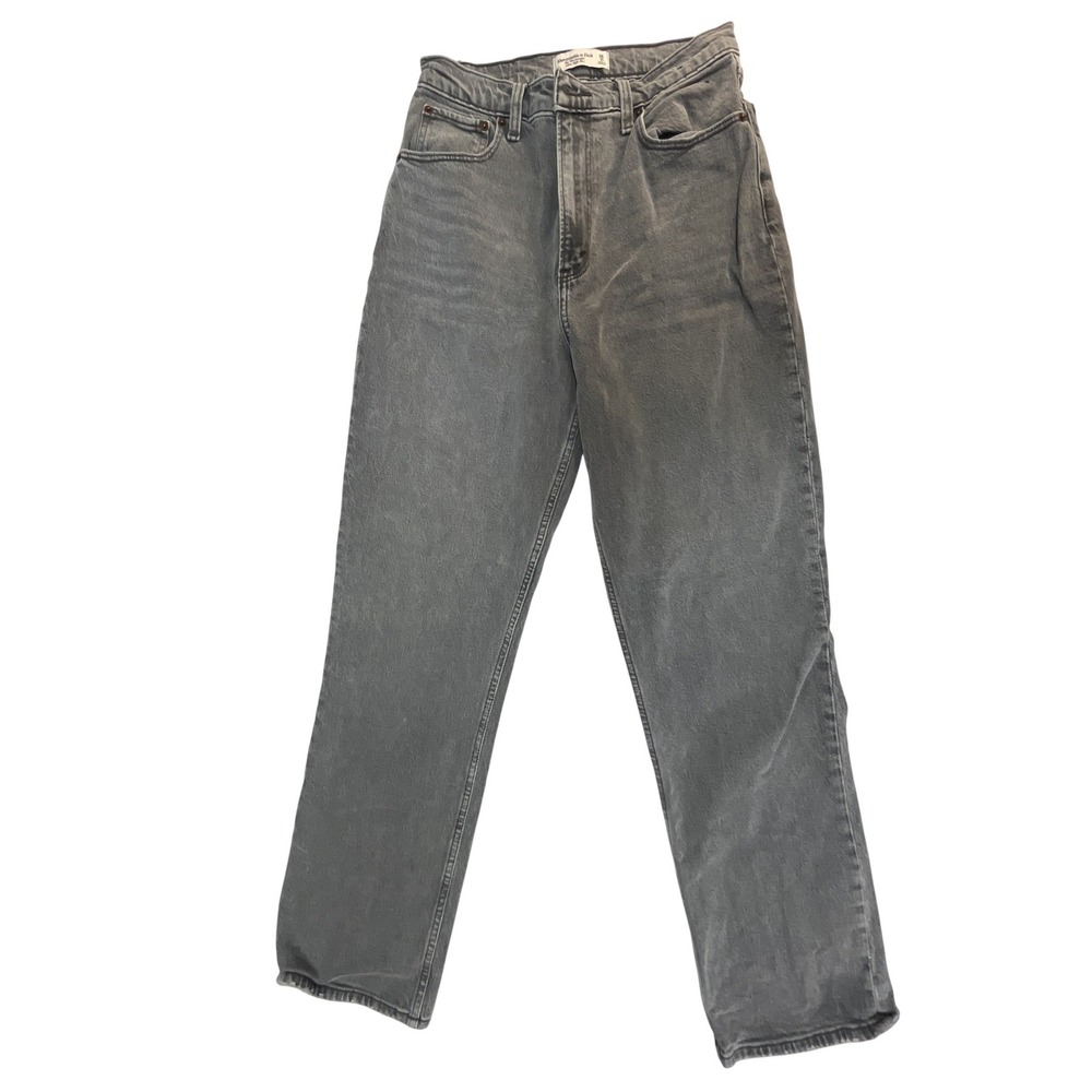 Abercrombie & Fitch Women's The 90s Straight Ultra High Rise Grey Jeans 28 6R